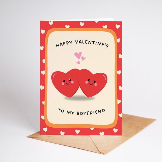 Valentine’s Card for Boyfriend, Happy Valentine’s To My Boyfriend, Cute Heart Valentine Card - PulpKo