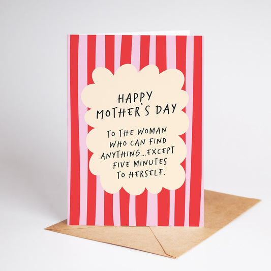 Funny Mother’s Day Card, Get Five Minutes to Herself, Relatable Mum Card - PulpKo