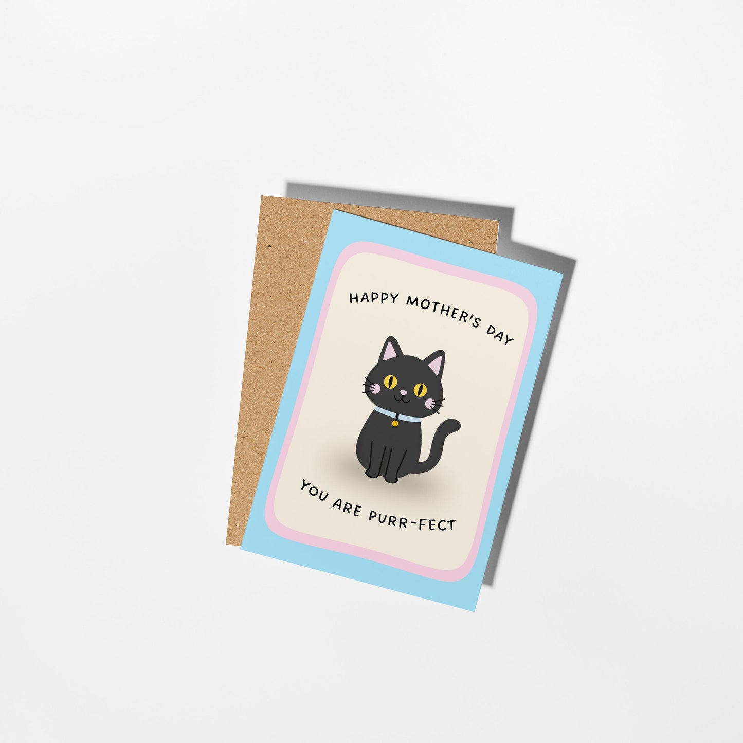 Happy Mother's Day Card, Funny Cat Mum Card, Cute Black Cat Card, Card for Cat Lovers, Purr-fect Mum Card - PulpKo