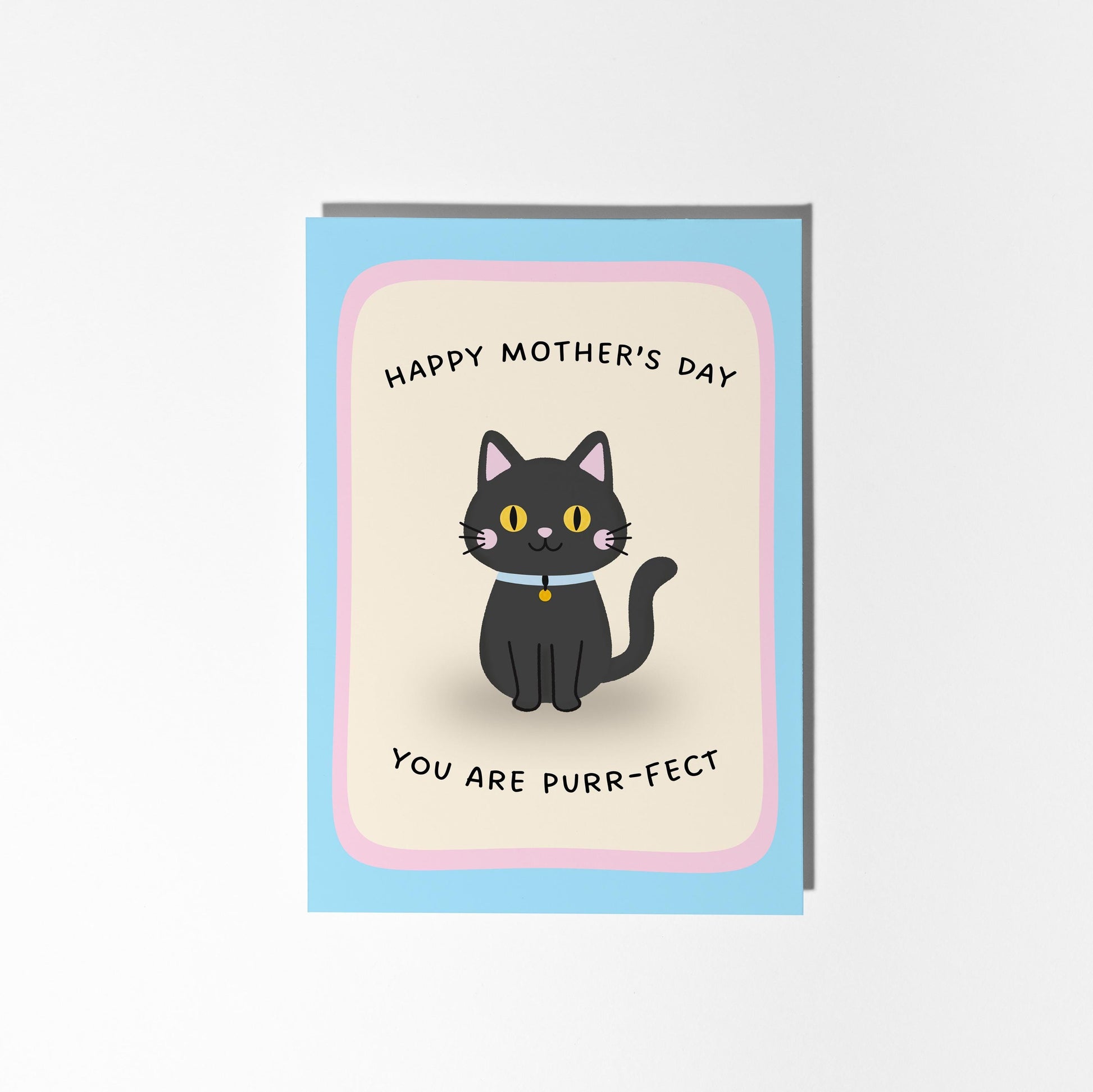 Happy Mother's Day Card, Funny Cat Mum Card, Cute Black Cat Card, Card for Cat Lovers, Purr-fect Mum Card - PulpKo