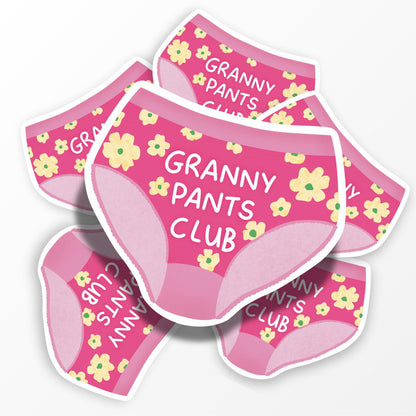 Granny Pants Club Sticker, Funny Pink Pants Vinyl Sticker - PulpKo