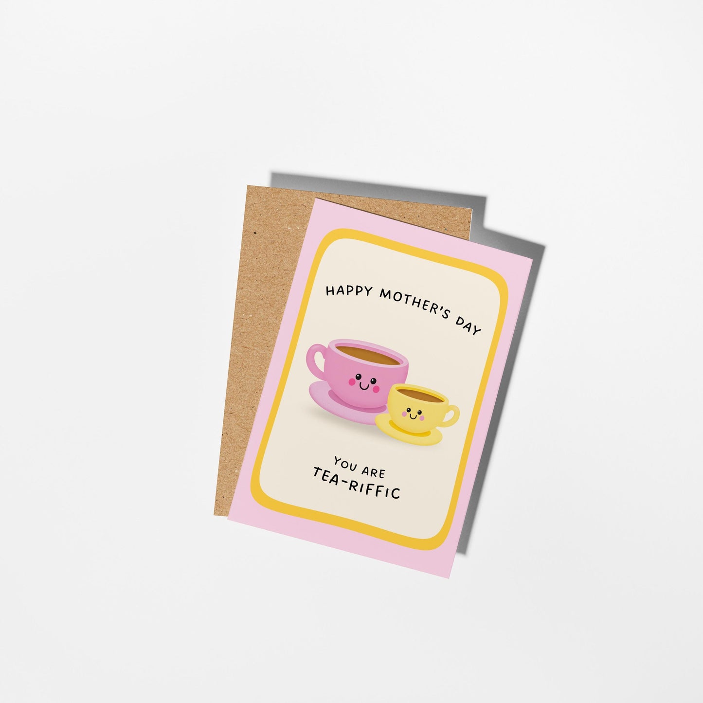 Tea-Riffic Mum Mother’s Day Card, Cute Tea Cup Mother’s Day Card, Happy Mother’s Day Mam - PulpKo