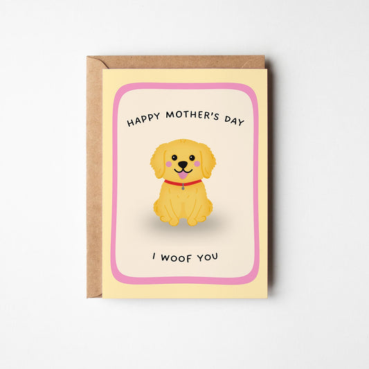 Dog Mum Mother’s Day Card, I Woof You, Mother’s Day Greeting Card - PulpKo