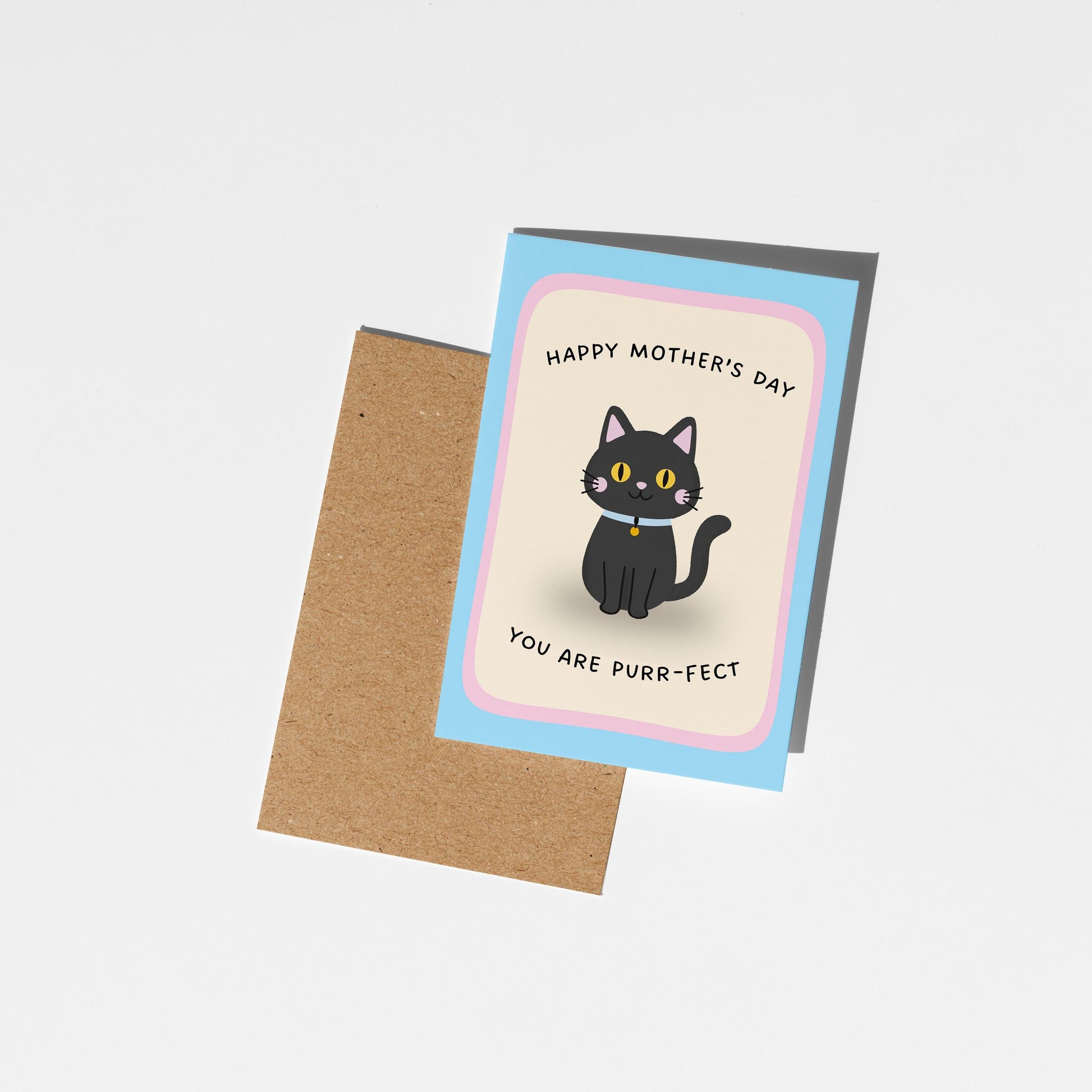 Happy Mother's Day Card, Funny Cat Mum Card, Cute Black Cat Card, Card for Cat Lovers, Purr-fect Mum Card - PulpKo