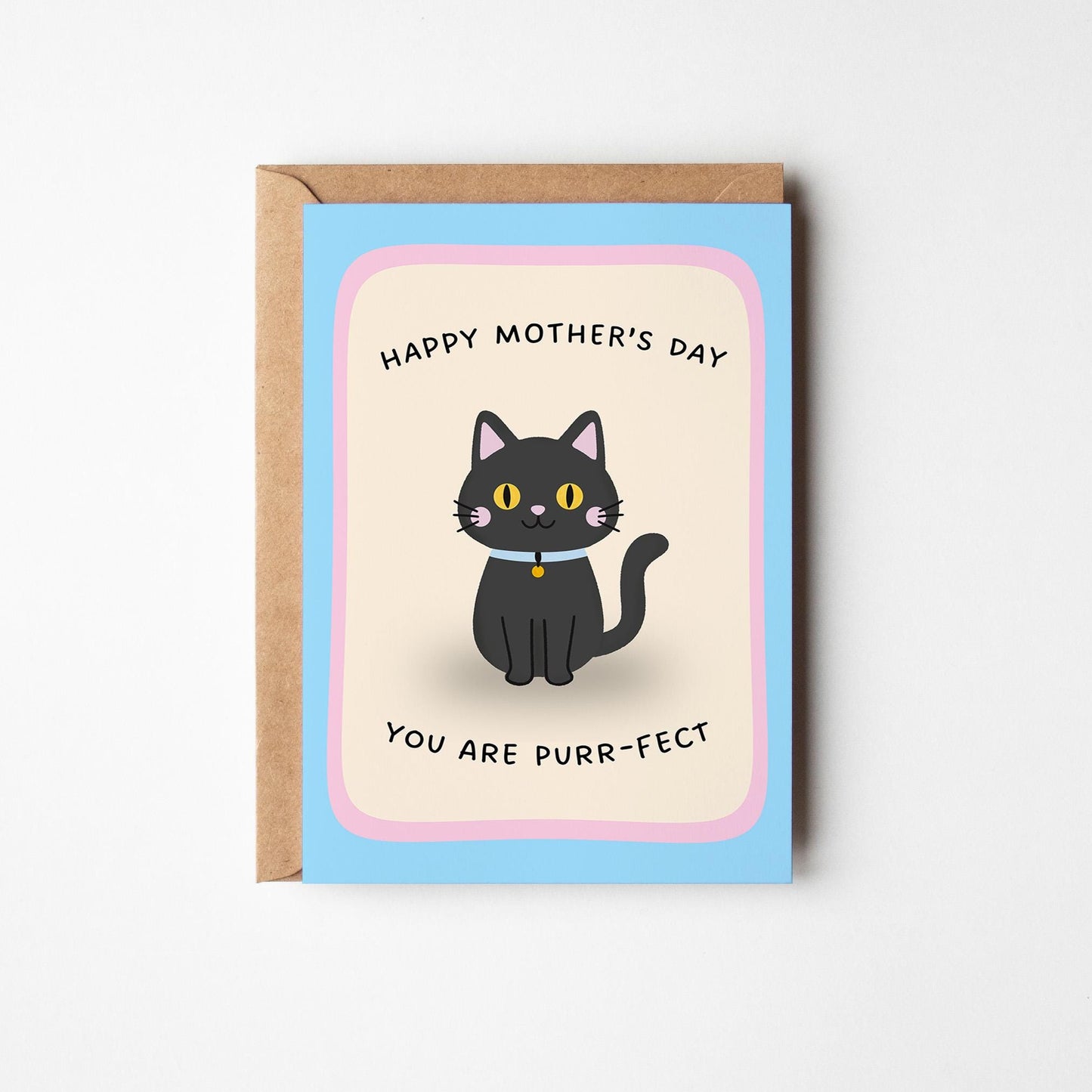 Happy Mother's Day Card, Funny Cat Mum Card, Cute Black Cat Card, Card for Cat Lovers, Purr-fect Mum Card - PulpKo