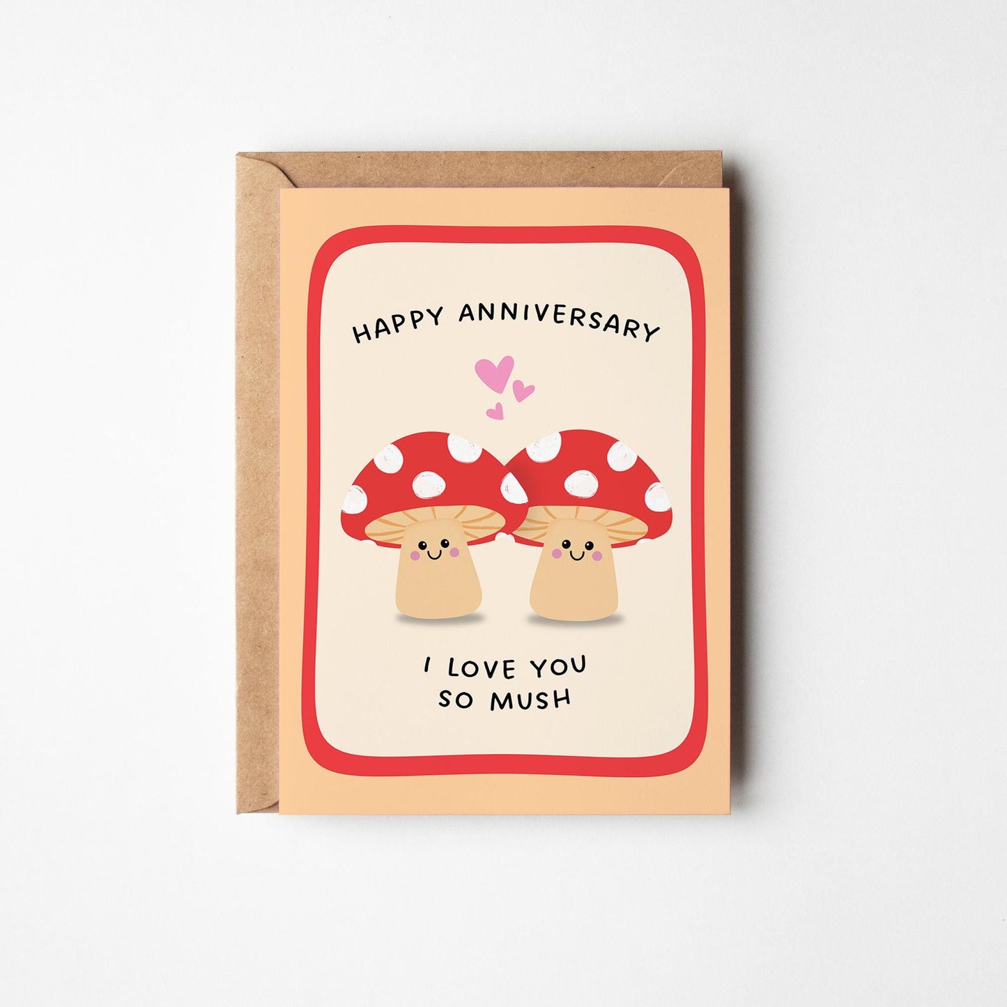 I Love You So Mush Anniversary Card, Mushroom Pun, Card for Partner, Anniversary Gift - PulpKo