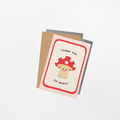 Thank You So Mush Card, Mushroom Pun Thank You Card - PulpKo