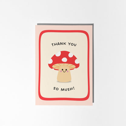 Thank You So Mush Card, Mushroom Pun Thank You Card - PulpKo