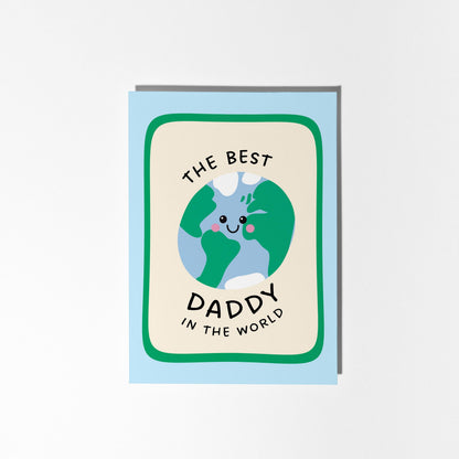 Best Daddy in the World Card, Cute Dad Birthday Card, Father’s Day Card from Kids - PulpKo