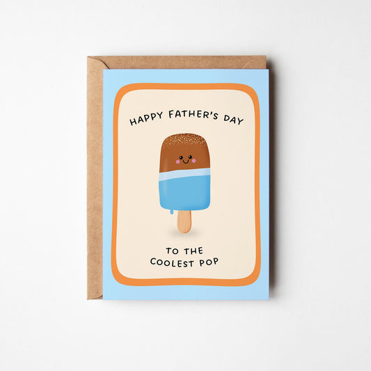 Coolest Pop Father’s Day Card, Funny Dad Card, Cute Ice Cream Dad Card from Kids - PulpKo