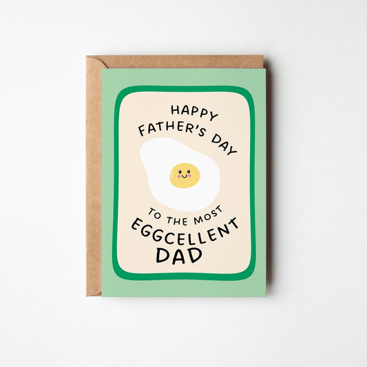 Eggcellent Dad Father’s Day Card, Funny Dad Card, Cute Egg Pun Card from Kids - PulpKo