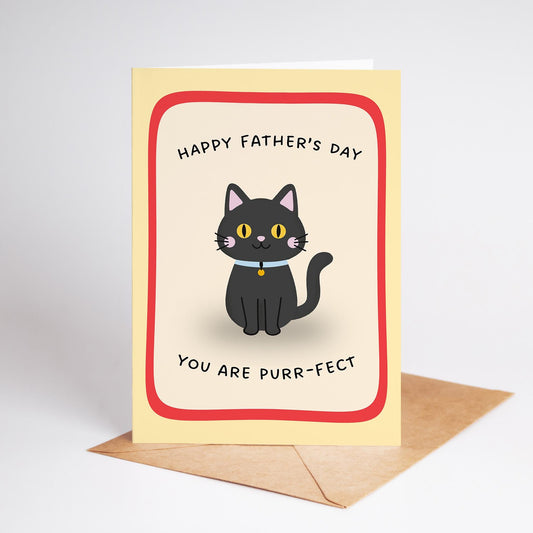 Happy Father’s Day Cat Card, You Are Purrfect Dad Card, Funny Cat Dad Card, Cute Father’s Day Card, Cat Lover Gift for Dad - PulpKo