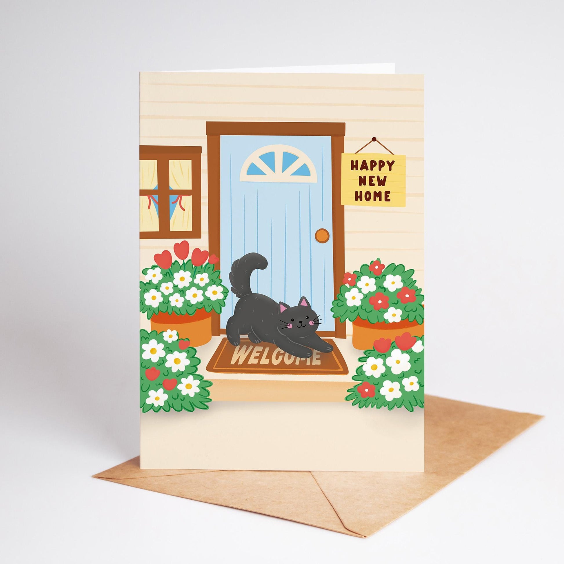 New Home Card, Housewarming Card, Cute Moving House Card, New Home Gift, Illustrated Home Card - PulpKo