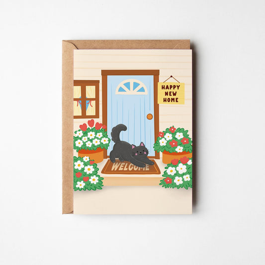 New Home Card, Housewarming Card, Cute Moving House Card, New Home Gift, Illustrated Home Card - PulpKo