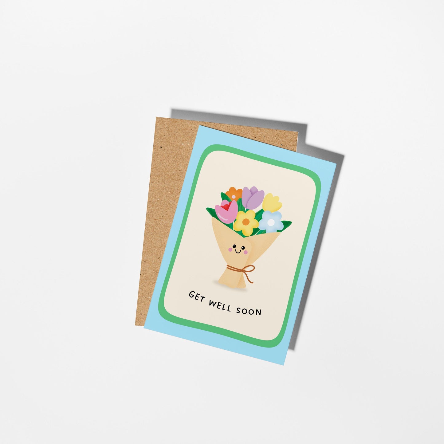 Get Well Soon Card, Cute Get Well Card, Flowers Card - PulpKo