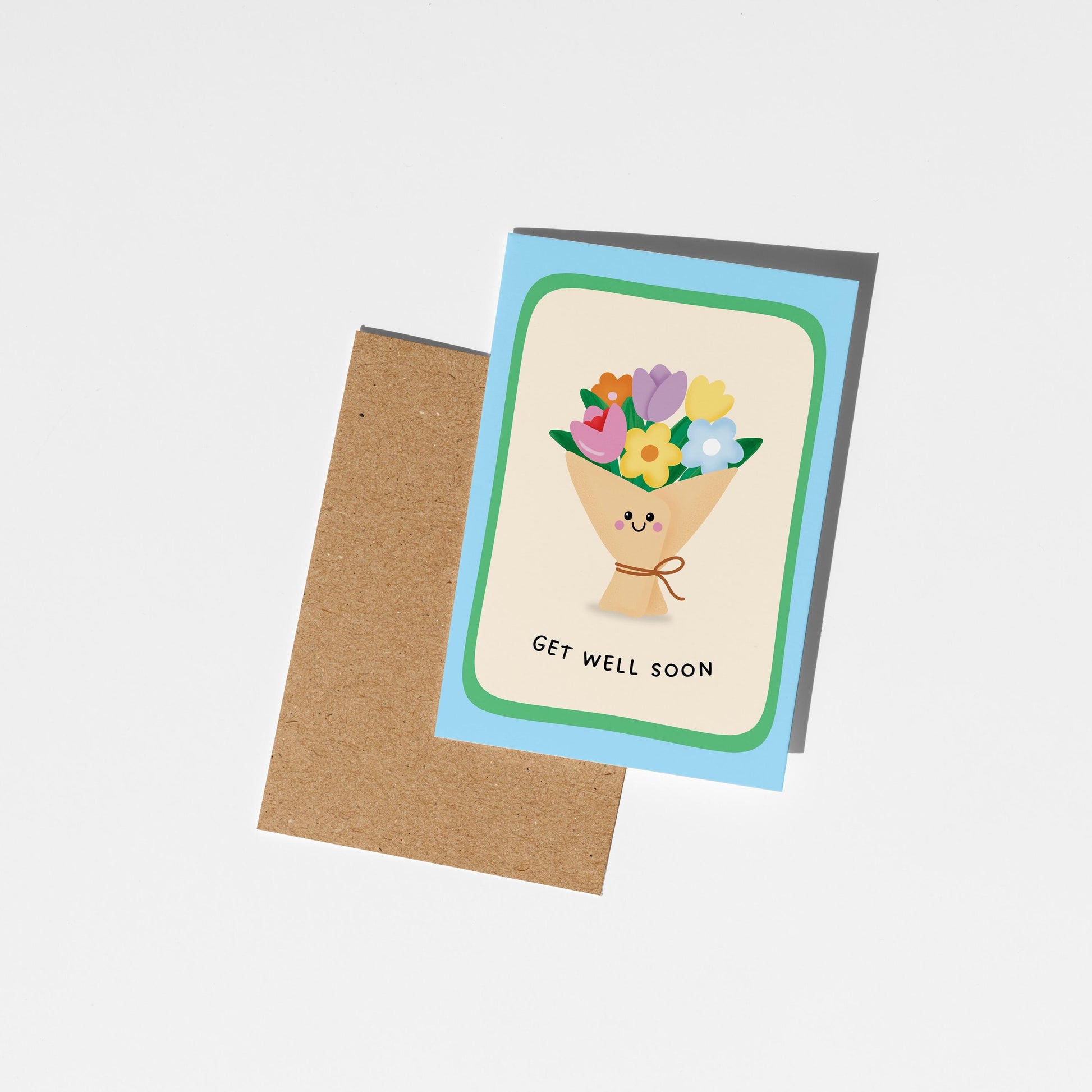 Get Well Soon Card, Cute Get Well Card, Flowers Card - PulpKo