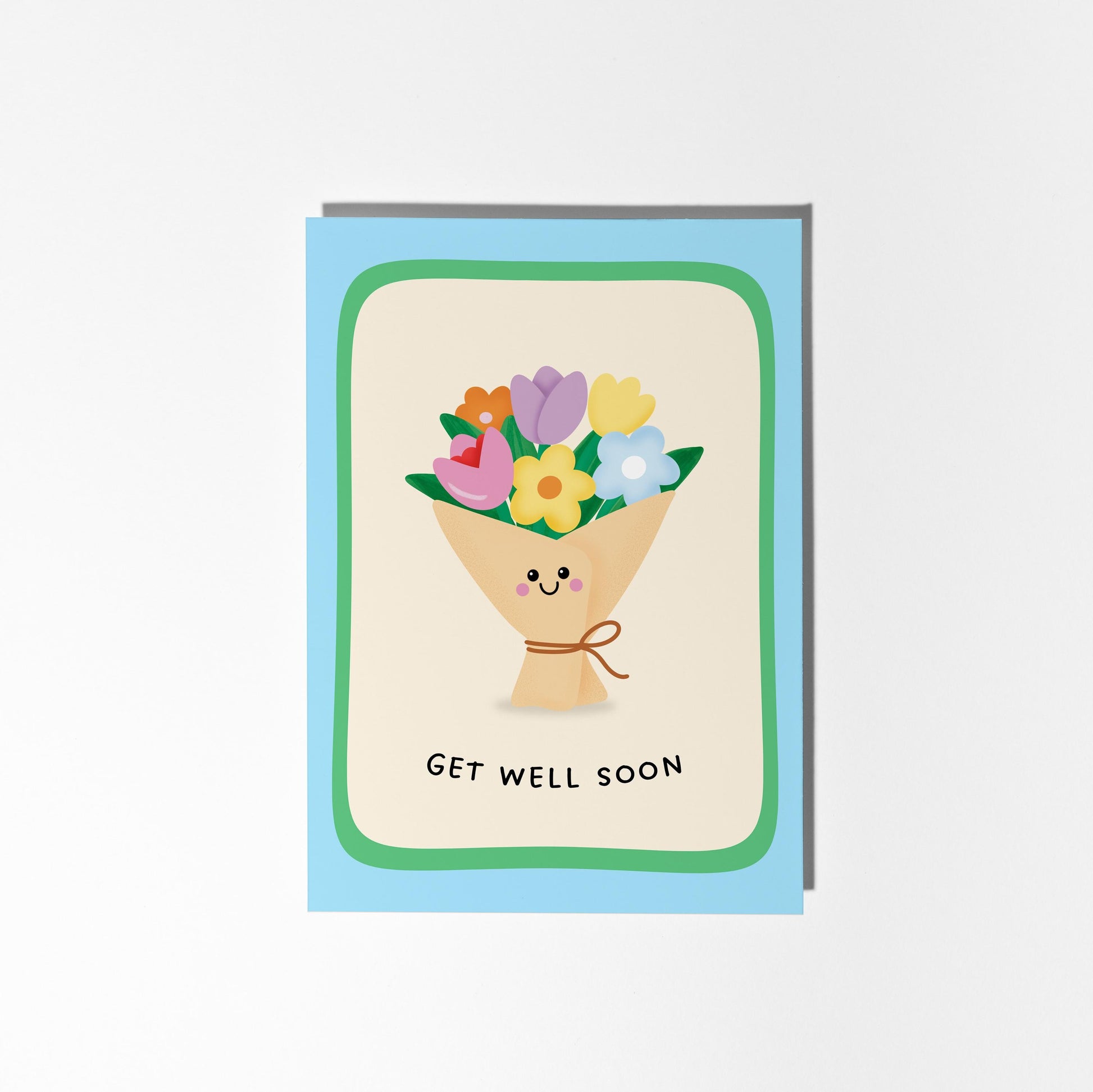 Get Well Soon Card, Cute Get Well Card, Flowers Card - PulpKo