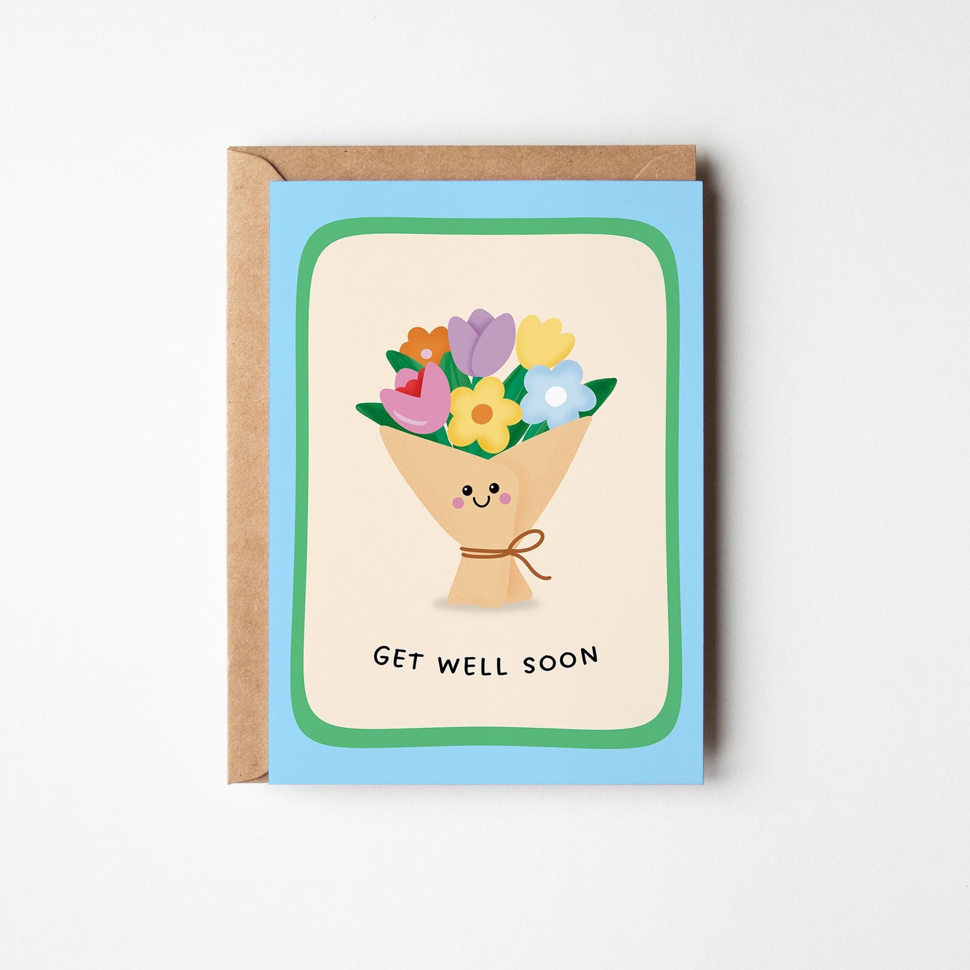 Get Well Soon Card, Cute Get Well Card, Flowers Card - PulpKo