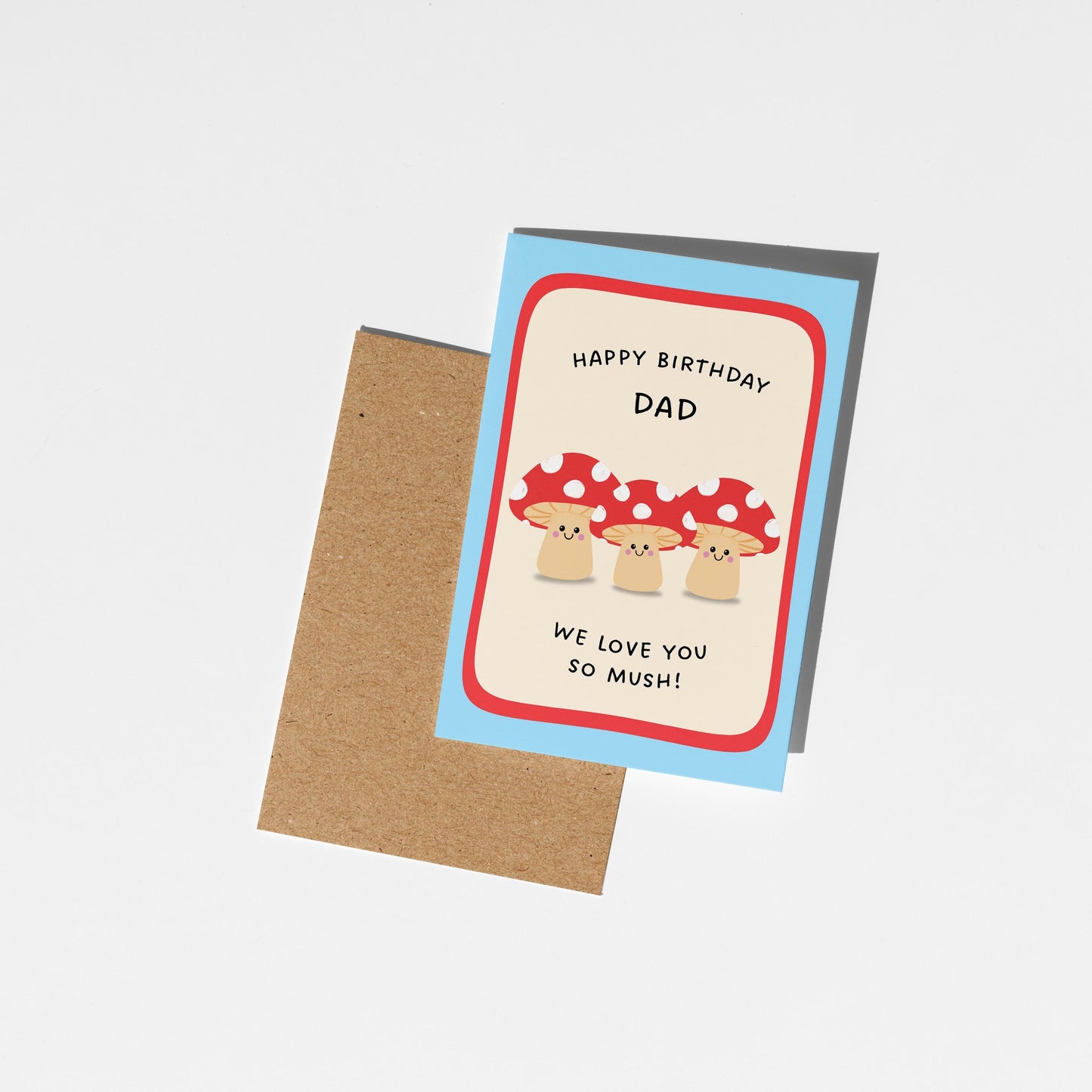 Happy Birthday Dad Card, Funny Dad Birthday Card, Cute Mushroom Card, From 3 Kids Birthday Card - PulpKo