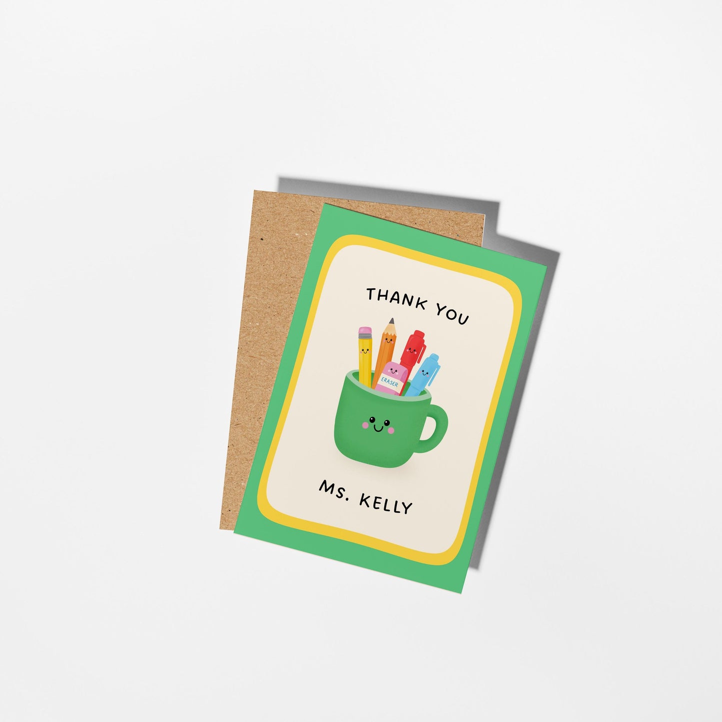 Personalised Teacher Card, Custom Thank You Teacher Greeting Card, Cute Illustrated End of Year Teacher Gift - PulpKo