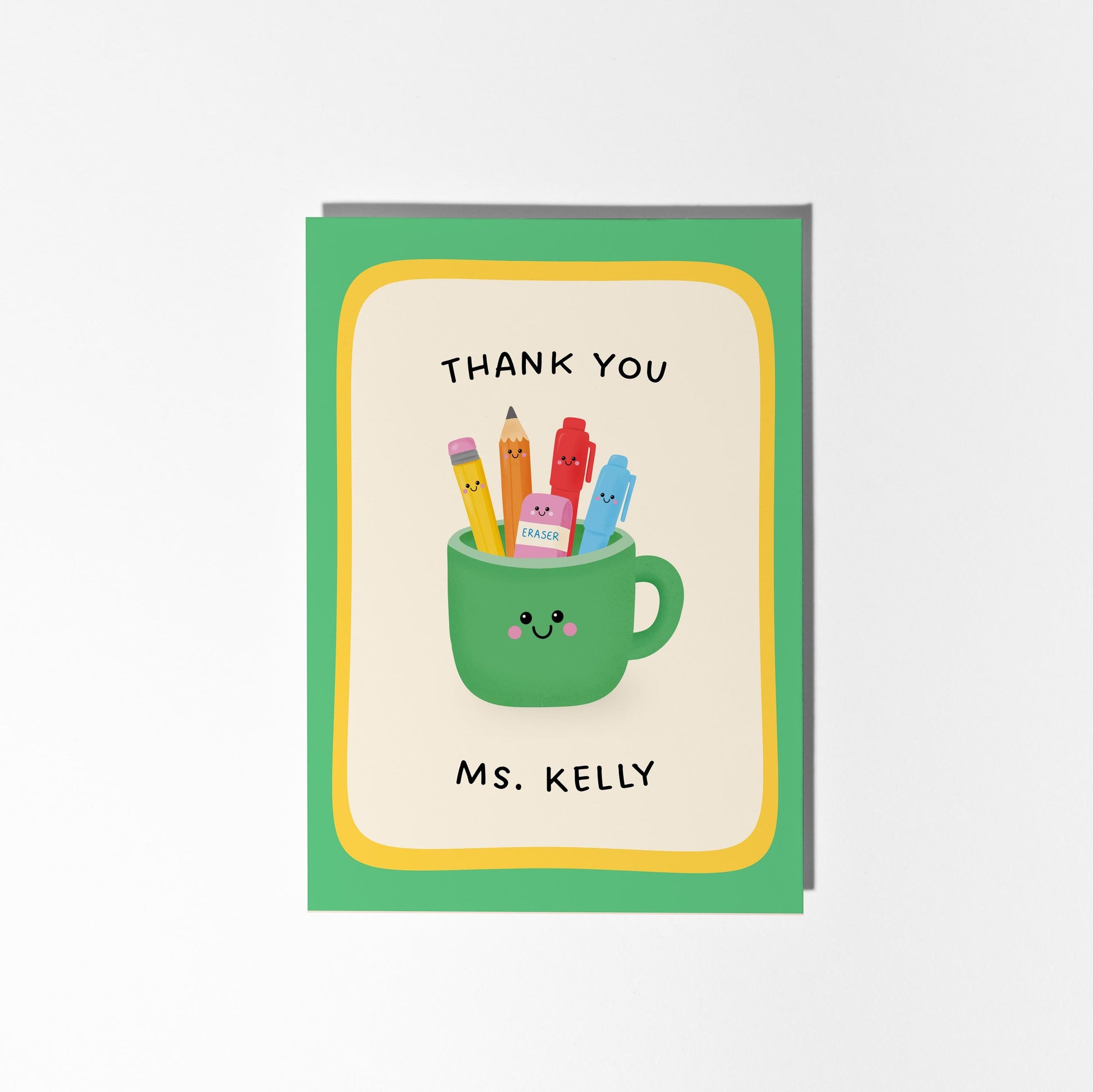 Personalised Teacher Card, Custom Thank You Teacher Greeting Card, Cute Illustrated End of Year Teacher Gift - PulpKo