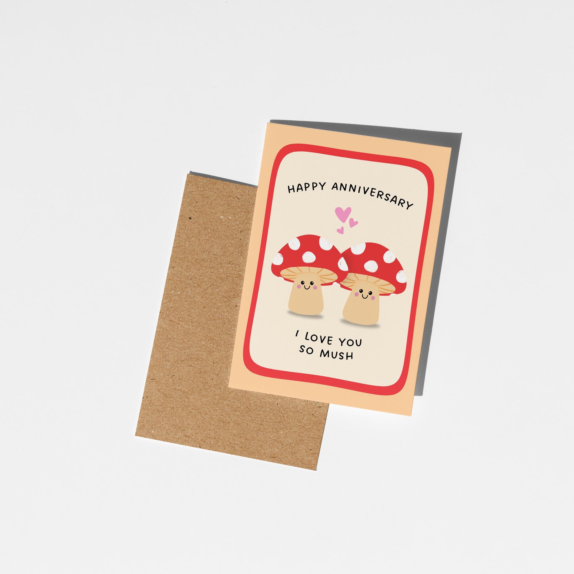 I Love You So Mush Anniversary Card, Mushroom Pun, Card for Partner, Anniversary Gift - PulpKo