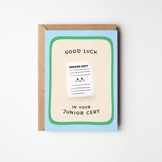 Junior Cert Good Luck Card, Exam Card for Irish Students, Good Luck Card for Teens - PulpKo