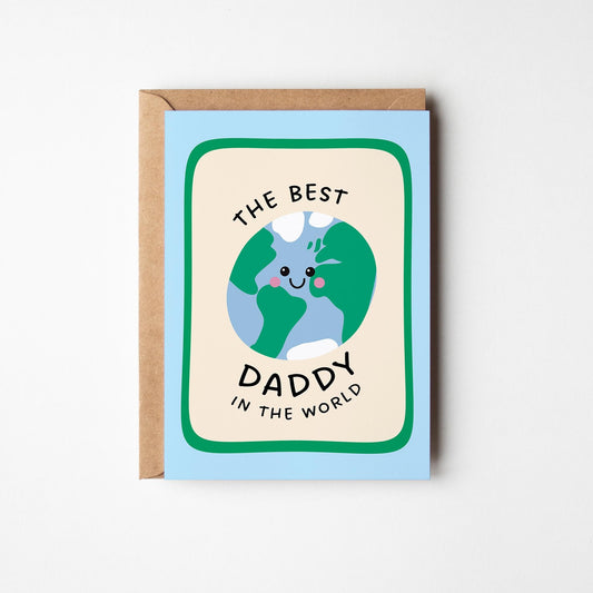 Best Daddy in the World Card, Cute Dad Birthday Card, Father’s Day Card from Kids - PulpKo