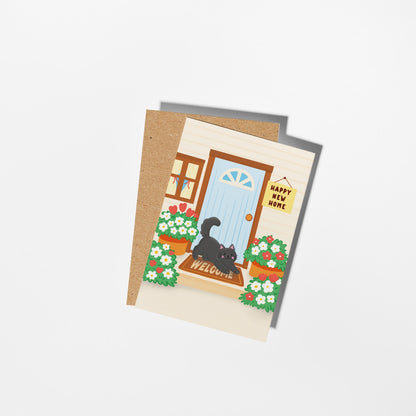 New Home Card, Housewarming Card, Cute Moving House Card, New Home Gift, Illustrated Home Card - PulpKo