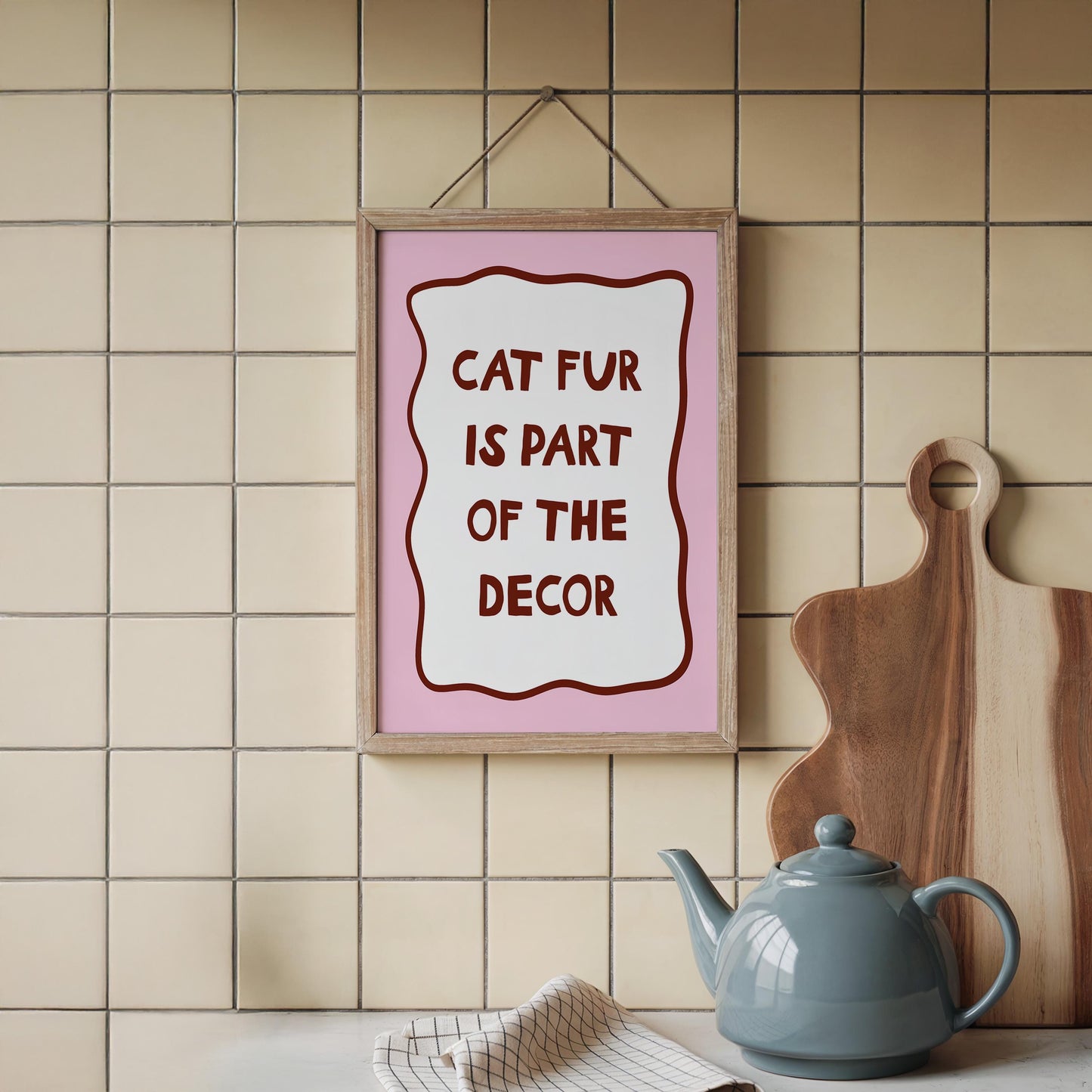 Cat Fur Is Part Of The Decor Wall Art Print, Funny Cat Wall Art Print, Cat Owner Gift - PulpKo