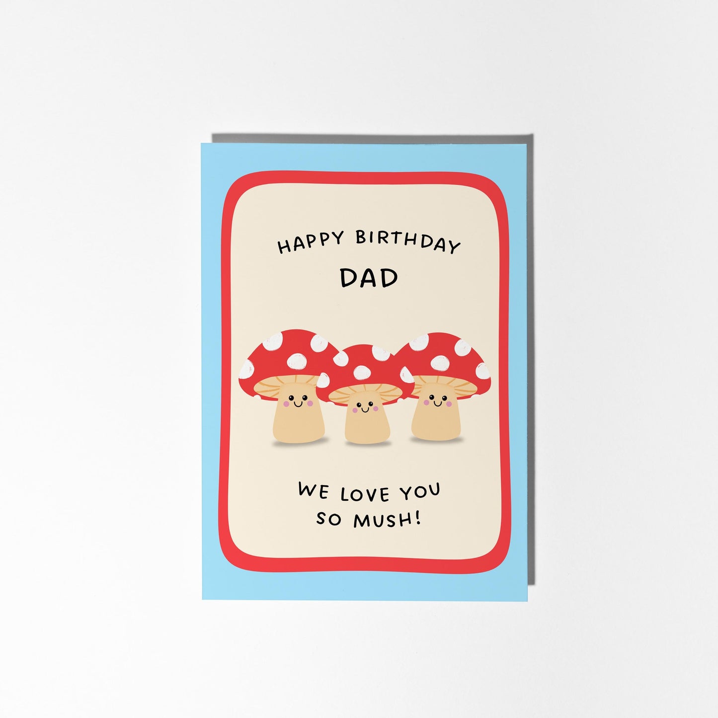 Happy Birthday Dad Card, Funny Dad Birthday Card, Cute Mushroom Card, From 3 Kids Birthday Card - PulpKo