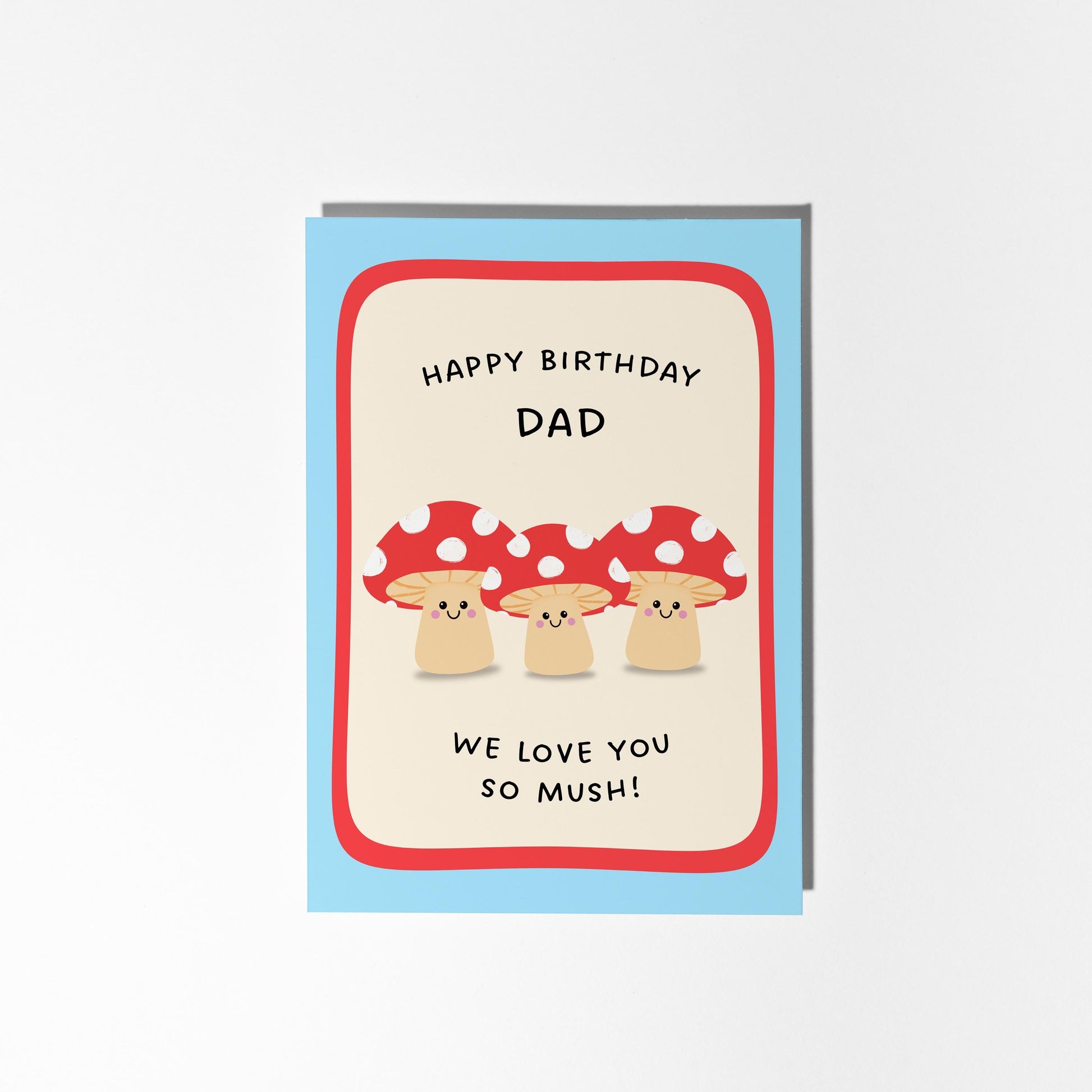 Happy Birthday Dad Card, Funny Dad Birthday Card, Cute Mushroom Card, From 3 Kids Birthday Card - PulpKo