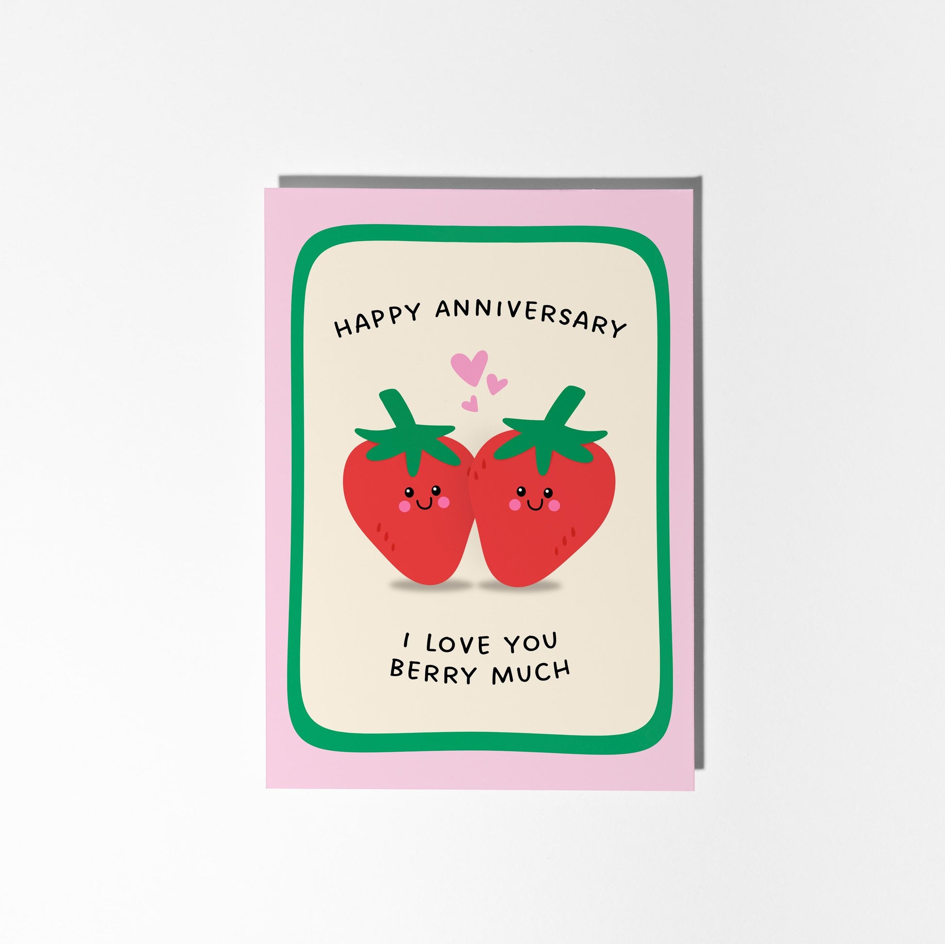 Funny Anniversary Car, Happy Anniversary I Love You Berry Much, Cute Strawberry Card for Couples - PulpKo