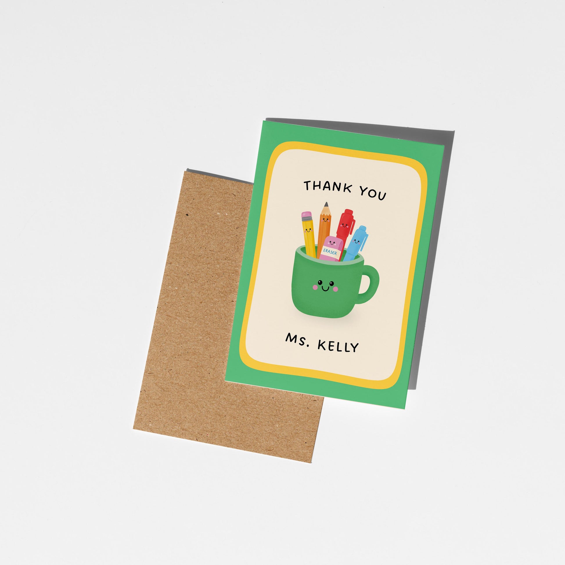Personalised Teacher Card, Custom Thank You Teacher Greeting Card, Cute Illustrated End of Year Teacher Gift - PulpKo