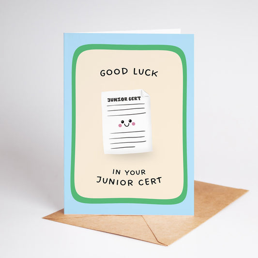 Junior Cert Good Luck Card, Exam Card for Irish Students, Good Luck Card for Teens - PulpKo