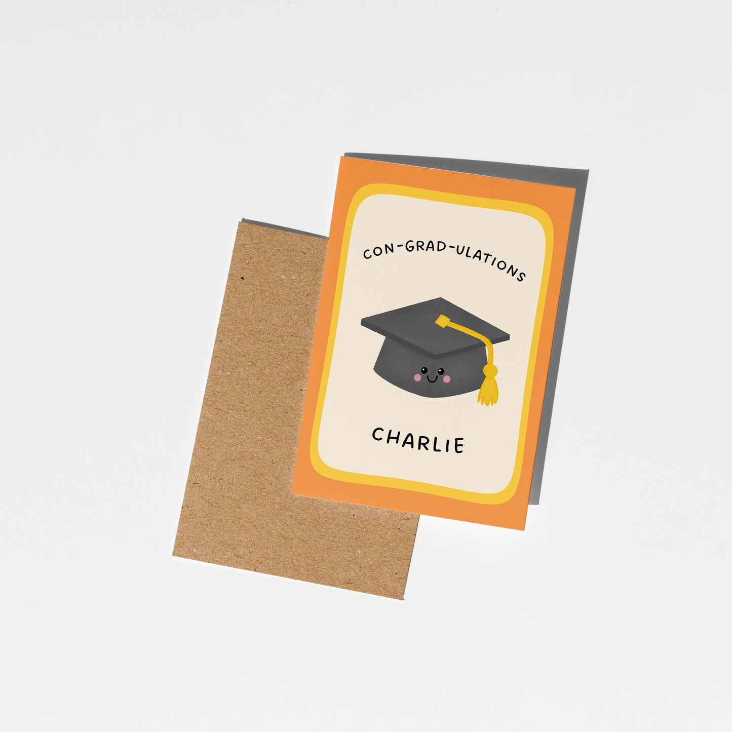 Personalised Graduation Card, Con-Grad-Ulations Custom Name Card, Cute Grad Gift - PulpKo