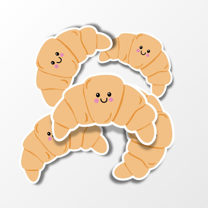 Cute Croissant Sticker, Kawaii Food Sticker, Illustrated Vinyl Stickers - PulpKo