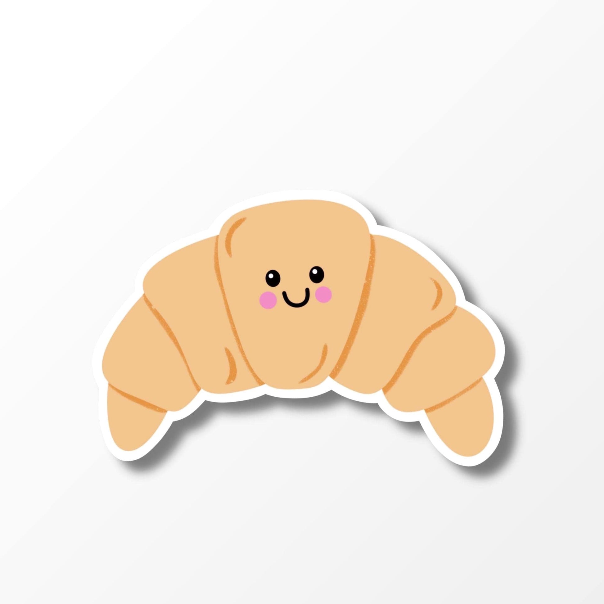 Cute Croissant Sticker, Kawaii Food Sticker, Illustrated Vinyl Stickers - PulpKo