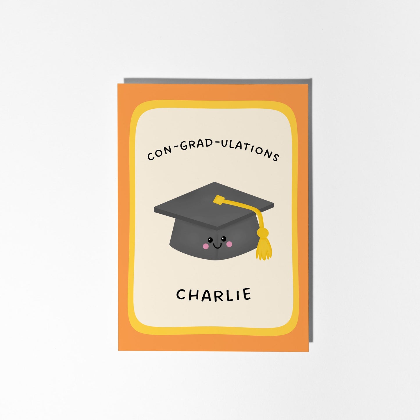 Personalised Graduation Card, Con-Grad-Ulations Custom Name Card, Cute Grad Gift - PulpKo