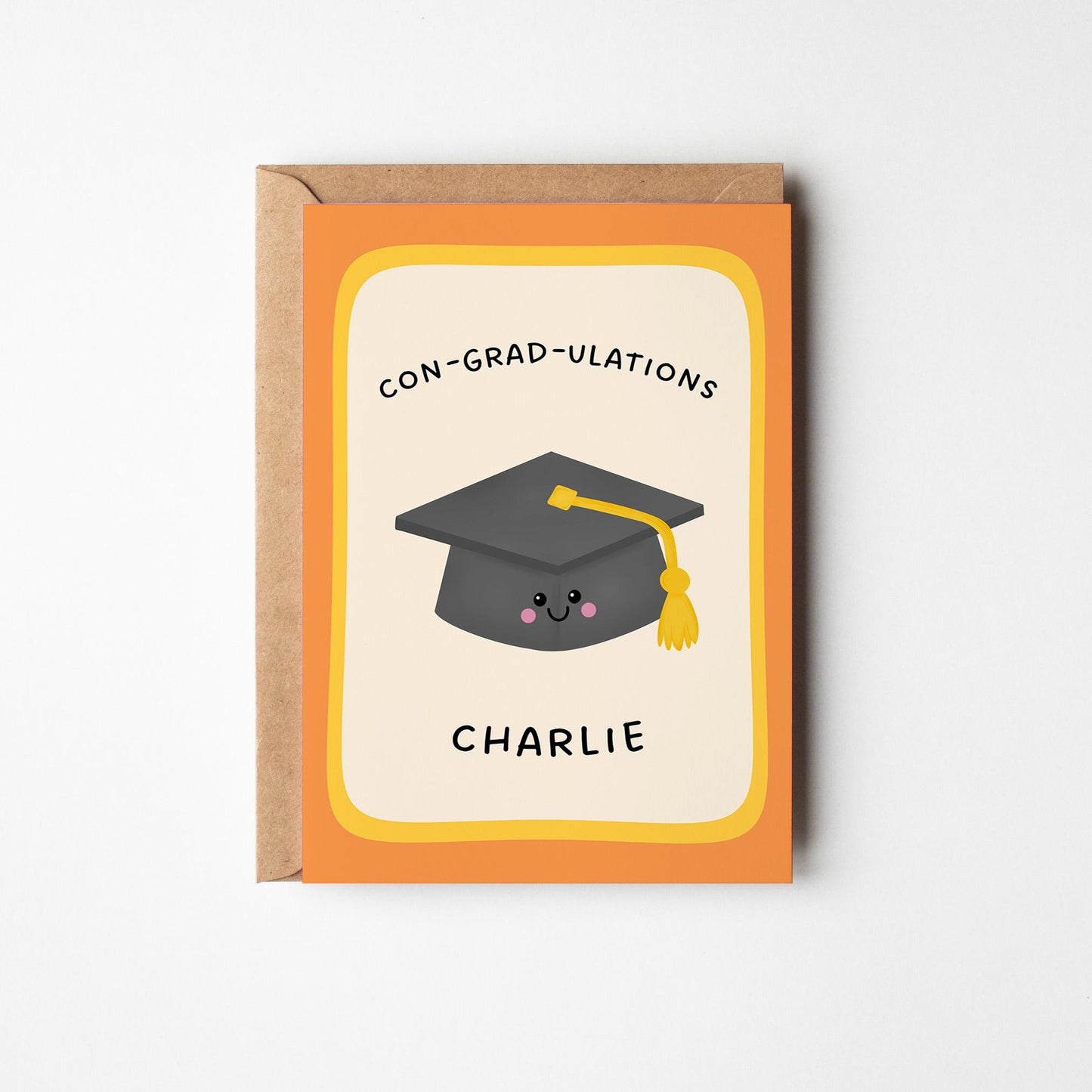 Personalised Graduation Card, Con-Grad-Ulations Custom Name Card, Cute Grad Gift - PulpKo