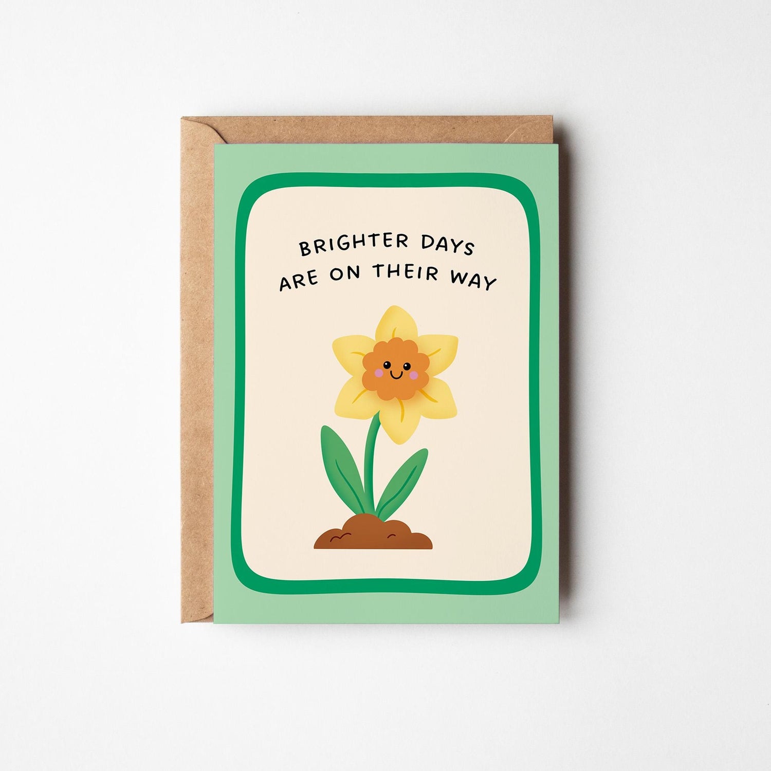 Thinking Of You Card, Brighter Days Are On Their Way Daffodil Card, Uplifting Card for Friend - PulpKo