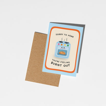 Burnt Out Friend Card, Thinking Of You Card, Stressed Out Card - PulpKo