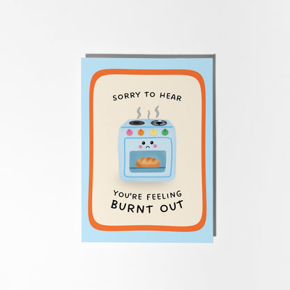 Burnt Out Friend Card, Thinking Of You Card, Stressed Out Card - PulpKo