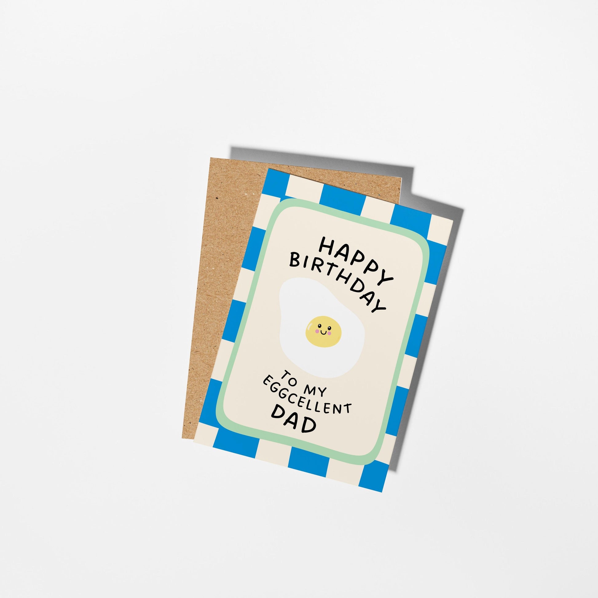 Eggcellent Dad Birthday Card, Funny Egg Pun Card for Dad, Illustrated Birthday Gift for Him - PulpKo