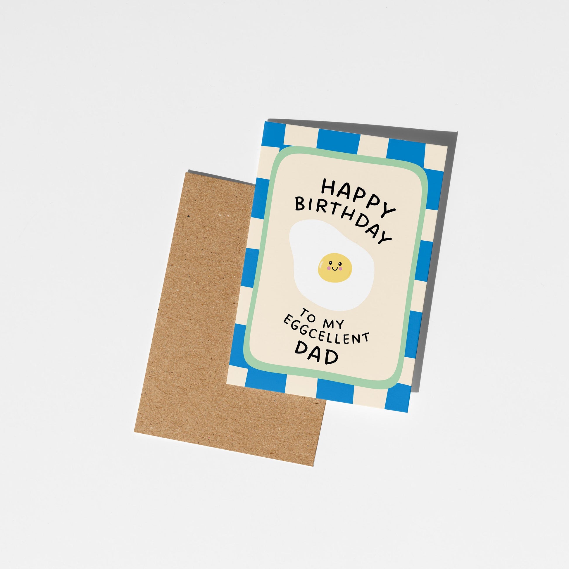 Eggcellent Dad Birthday Card, Funny Egg Pun Card for Dad, Illustrated Birthday Gift for Him - PulpKo
