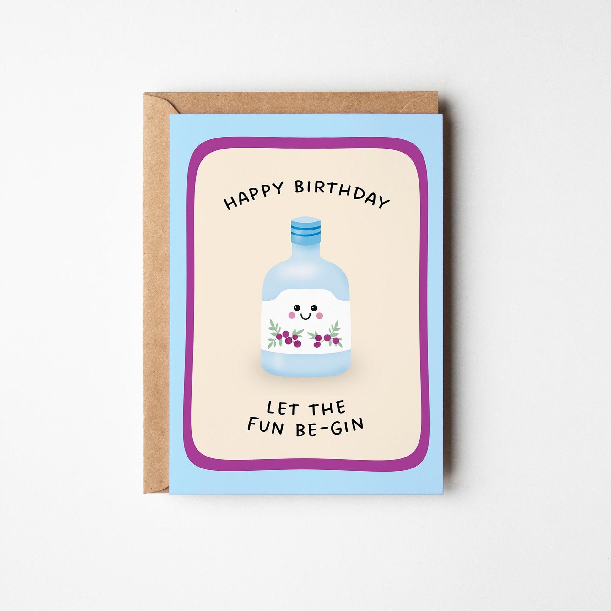 Gin Lover Birthday Card, Let The Fun Be-Gin Illustrated Card, Gift for Her - PulpKo