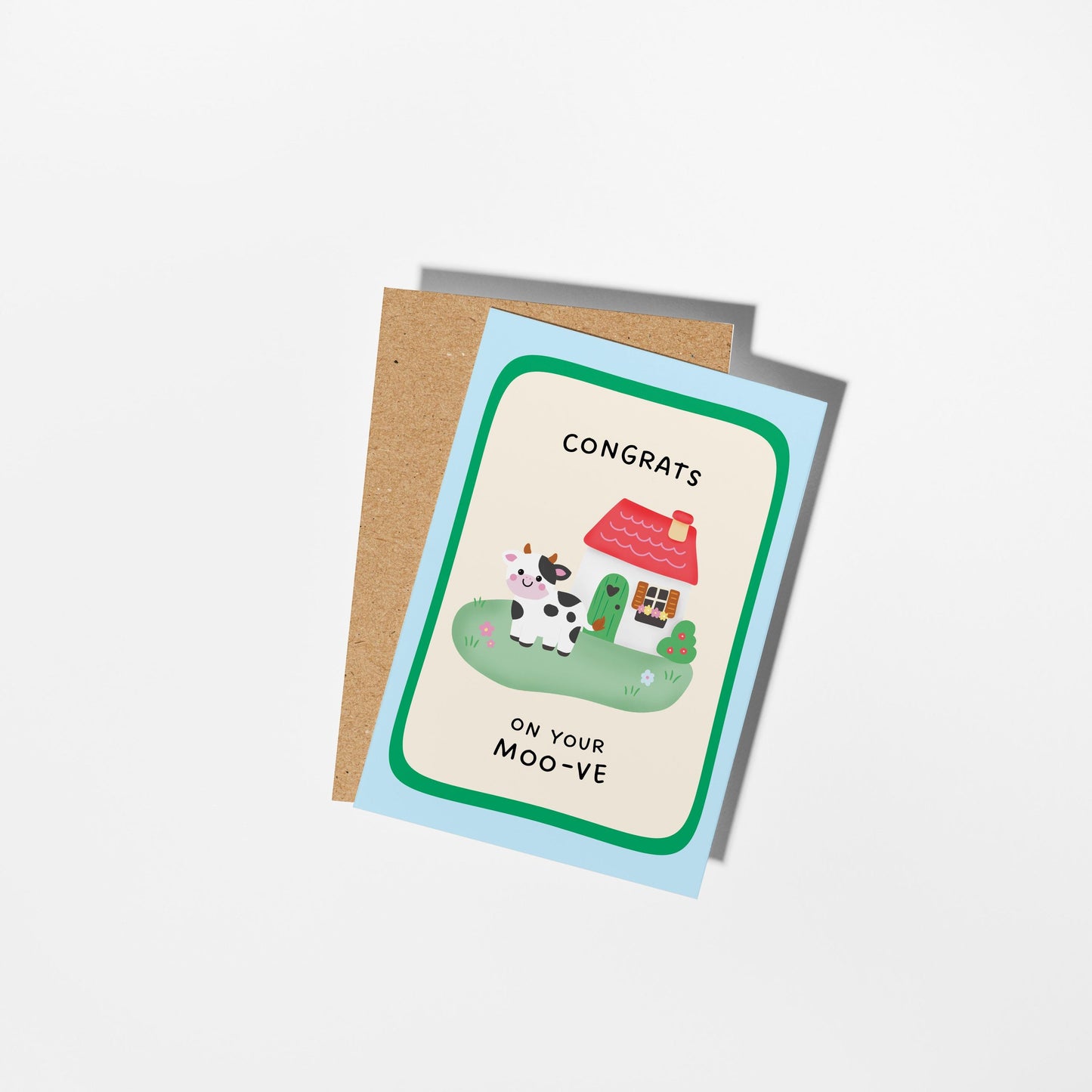 Congrats On Your Moove, Cute Cow Housewarming Greeting Card, Funny New Home Card - PulpKo