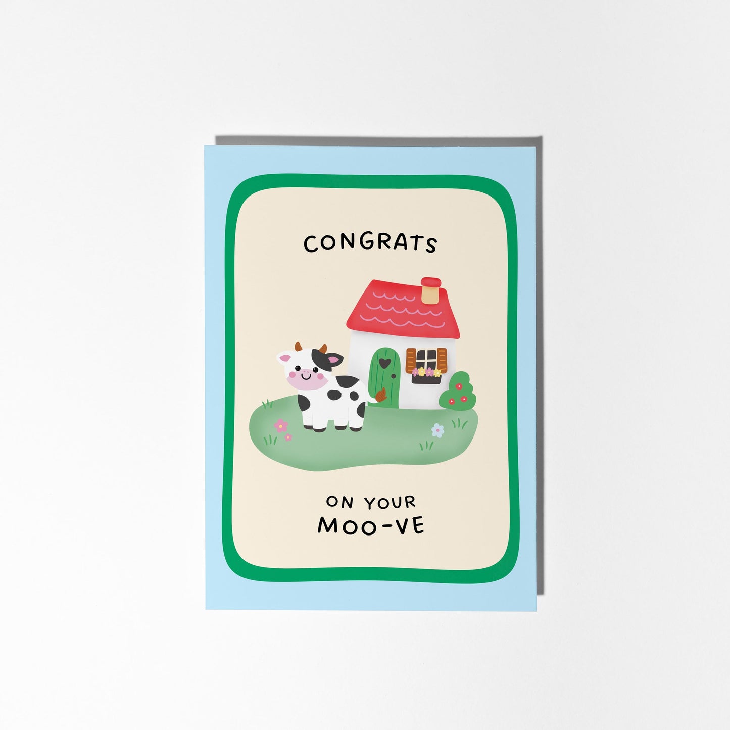 Congrats On Your Moove, Cute Cow Housewarming Greeting Card, Funny New Home Card - PulpKo
