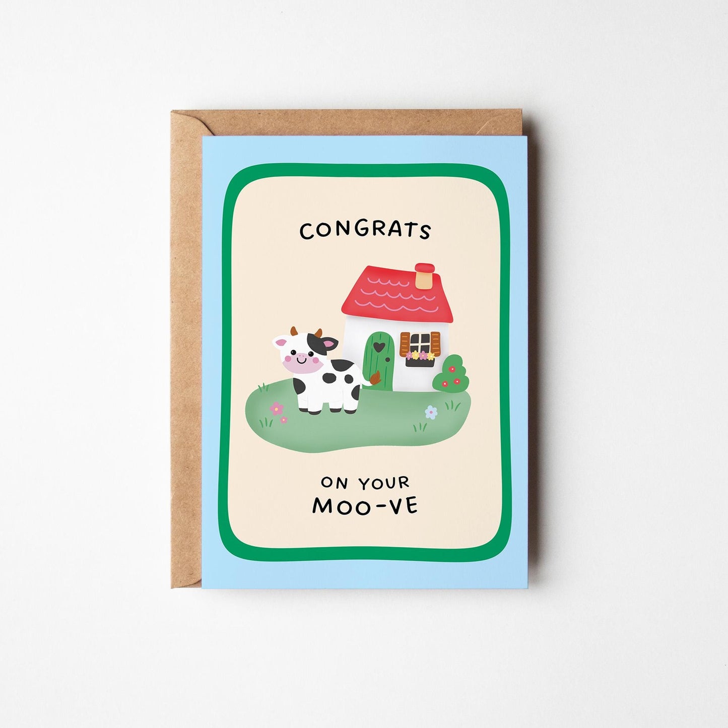 Congrats On Your Moove, Cute Cow Housewarming Greeting Card, Funny New Home Card - PulpKo