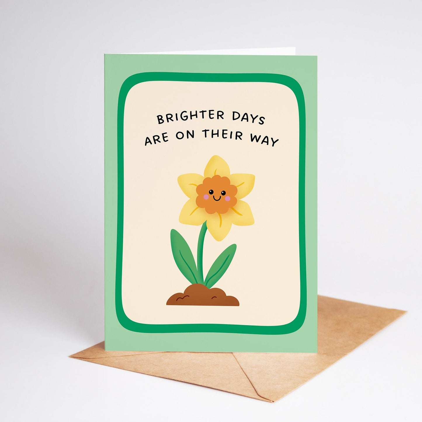 Thinking Of You Card, Brighter Days Are On Their Way Daffodil Card, Uplifting Card for Friend - PulpKo